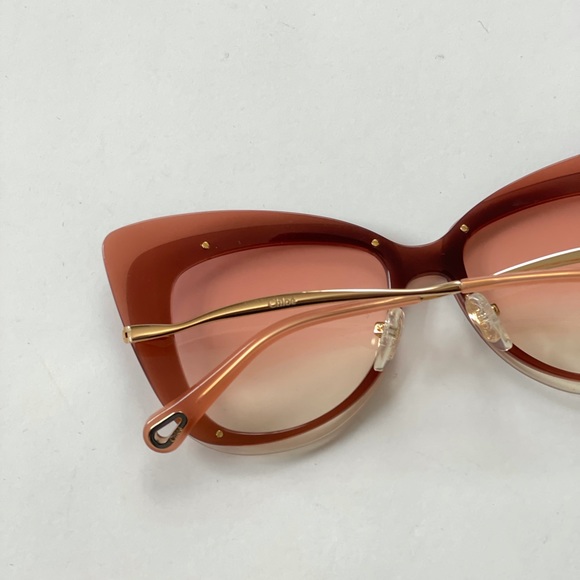 Chloe Cat Eye 63mm Peach Red Sunglasses New With Tag / Case & Cleaning Cloth - Picture 11 of 14